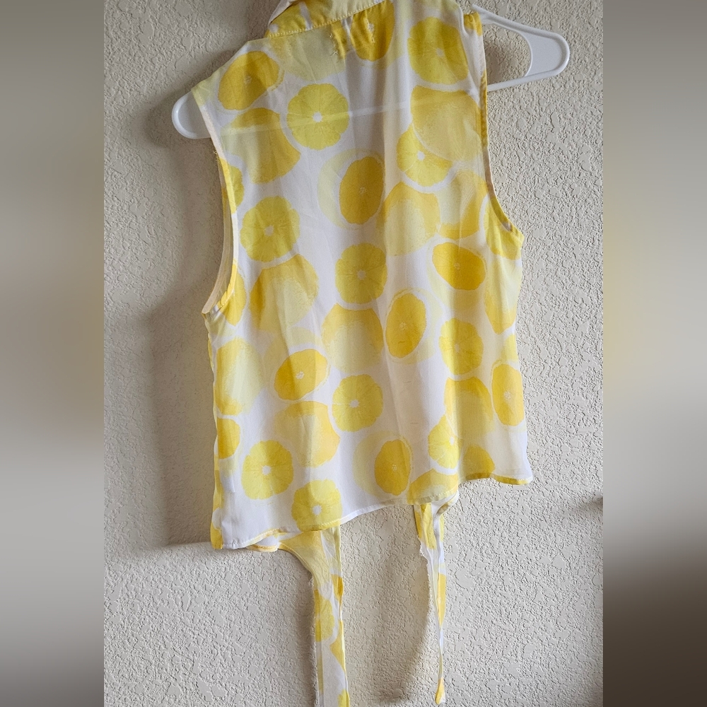 Sheer lemon button and tie front shirt - Picture 2 of 8